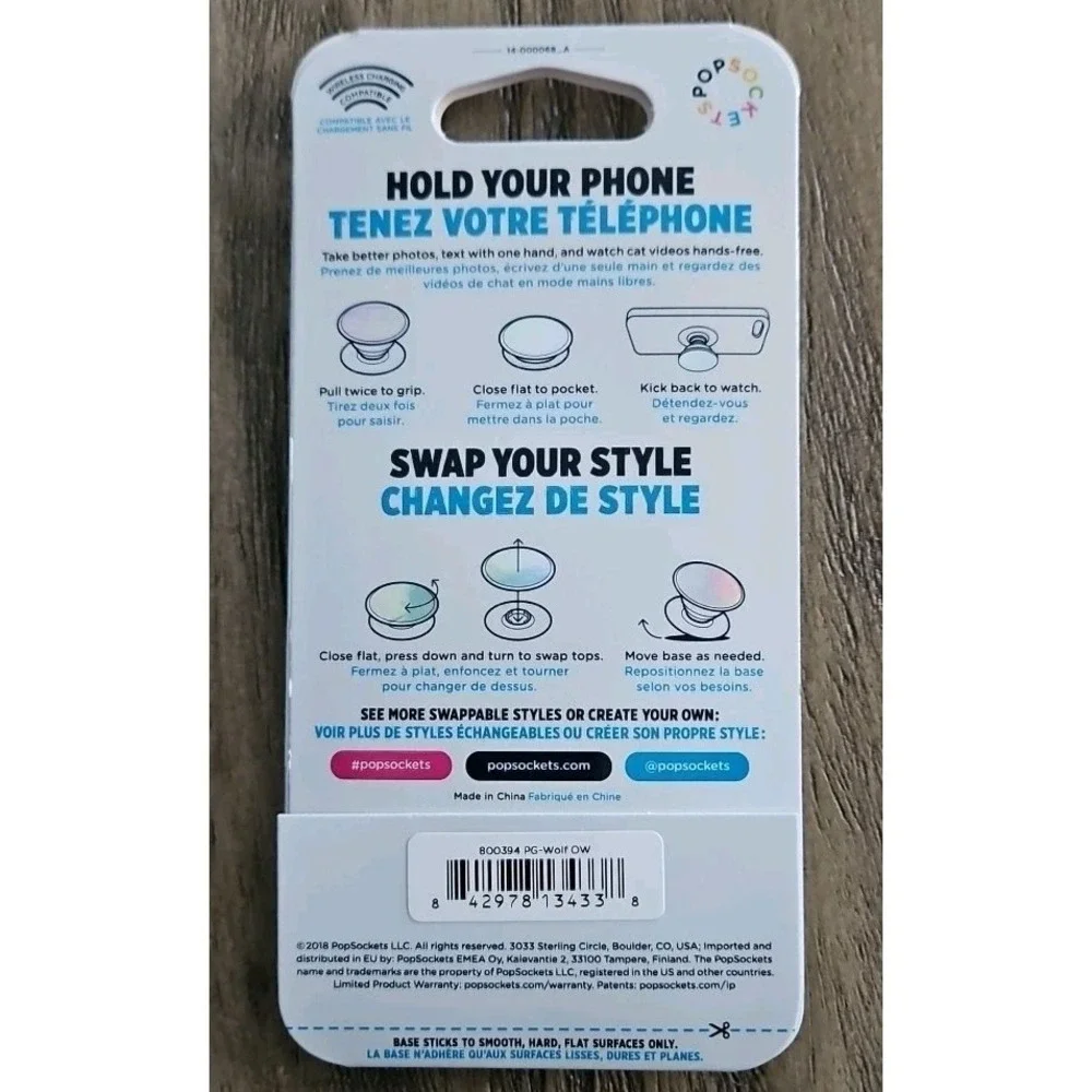 THREE PopSockets Mount, Wolf Popgrip & Bubblegum Giraffe Poptop